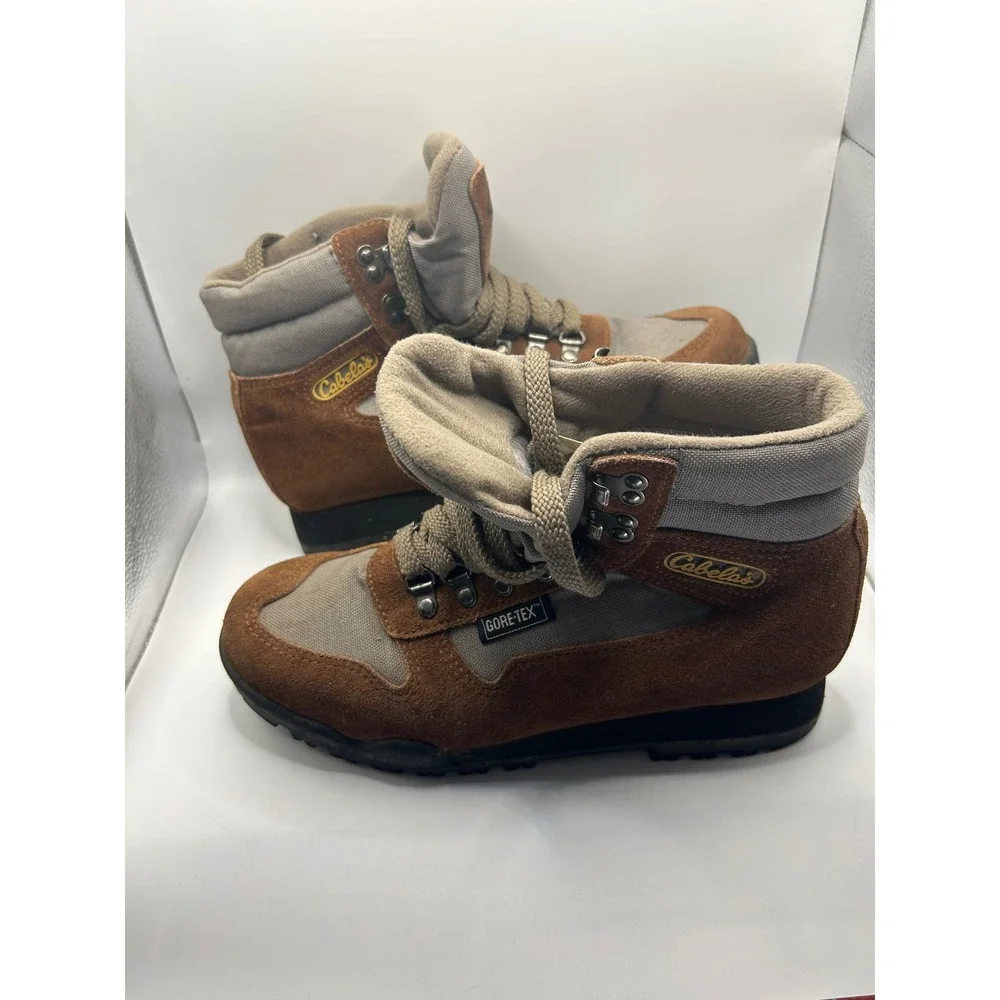 Cabelas Gore Tex Hiking Boots Brown Tan Lace Up Outdoor Trail Footwear‎ Men's 8